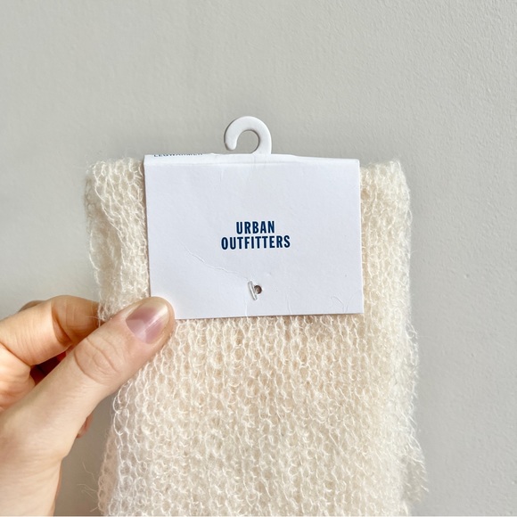 Ivory white open knit bow sheer leg warmers - Picture 4 of 5